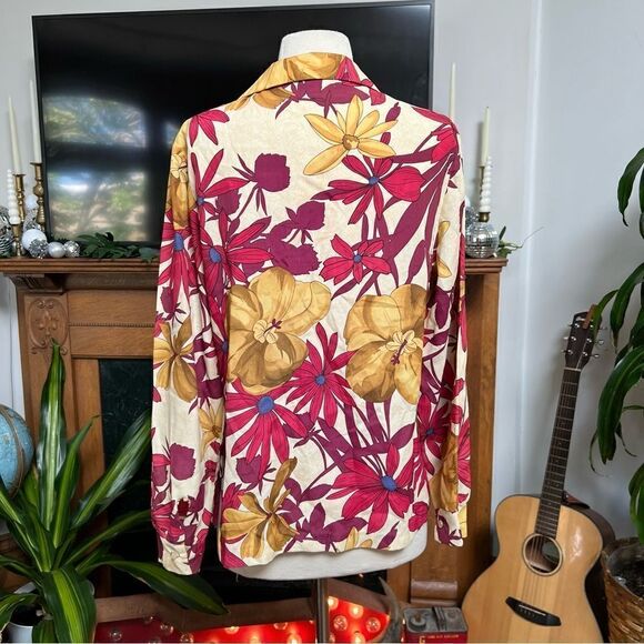 Groovy Vintage 1970s Pykettes Bold Floral Button Up Blouse - Picture 6 of 11